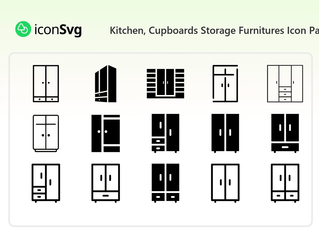Free Kitchen, Cupboards Storage Furnitures Icon Pack