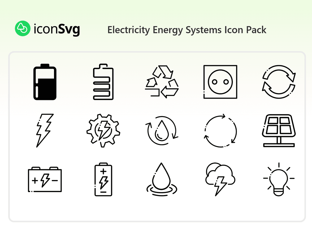 Electricity Energy Systems Icon Pack