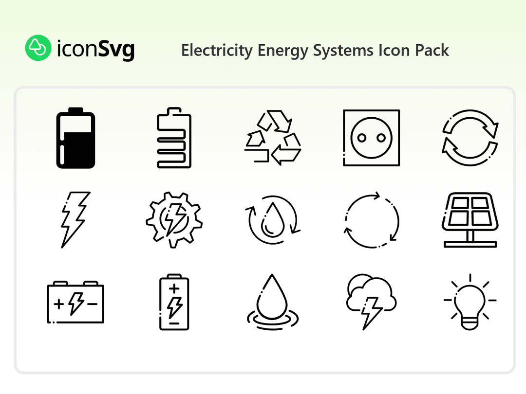 Electricity Energy Systems SVG Icon Pack
