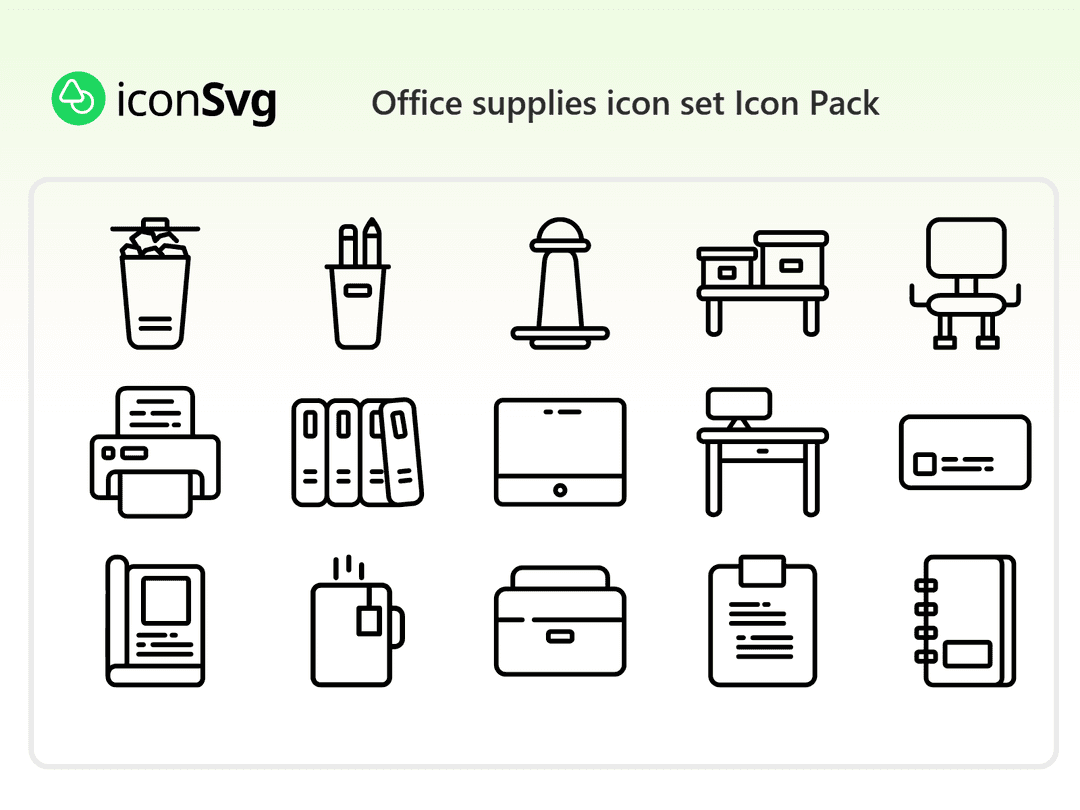 Office supplies icon set Icon Pack