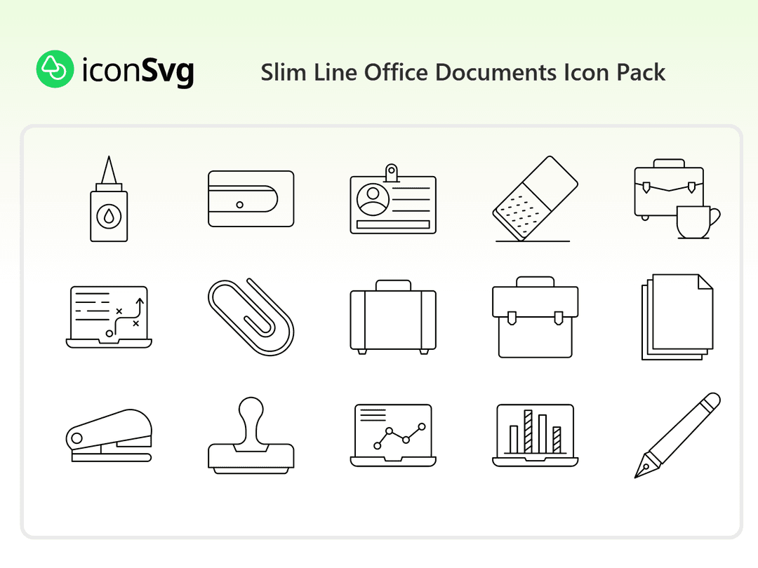 Slim Line Office Documents Icon Pack