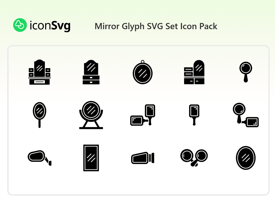 Spiegel Glyph SVG Set Symbol paket