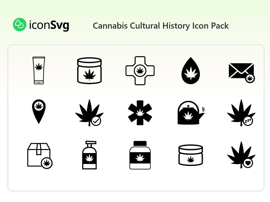 Cannabis Cultural History Icon Pack