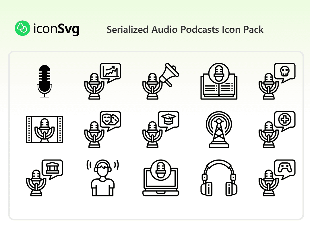 Serileştirilmiş Ses Podcastleri İkon Paketi