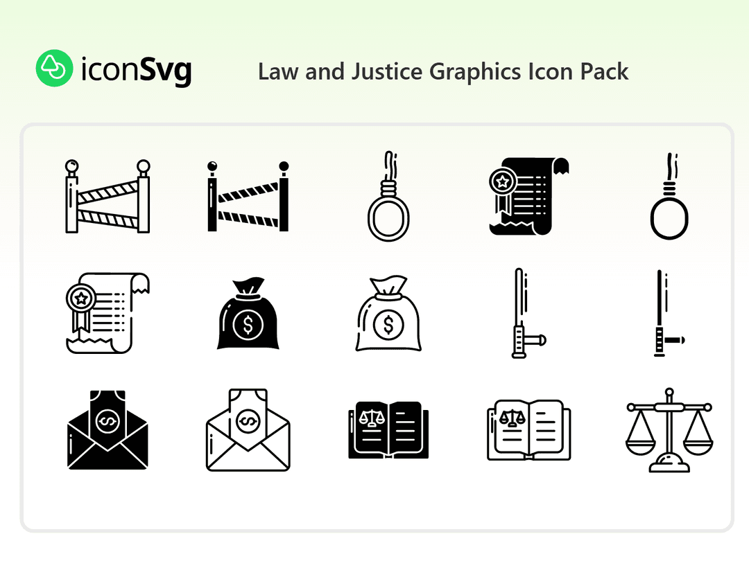 Hukuk ve Adalet Grafikleri İkon Paketi