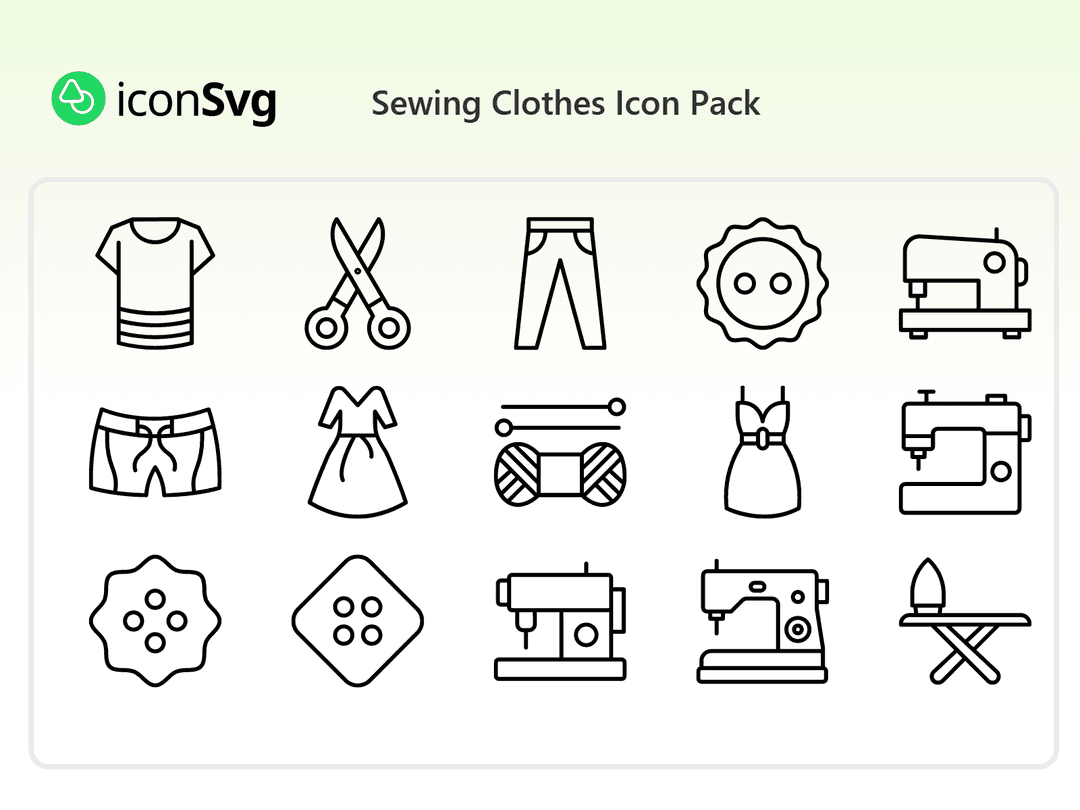 Sewing Clothes SVG Icon Pack