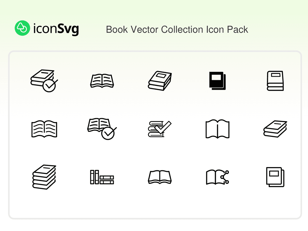 Kitap Vektörü Koleksiyonu SVG ikon Paketi