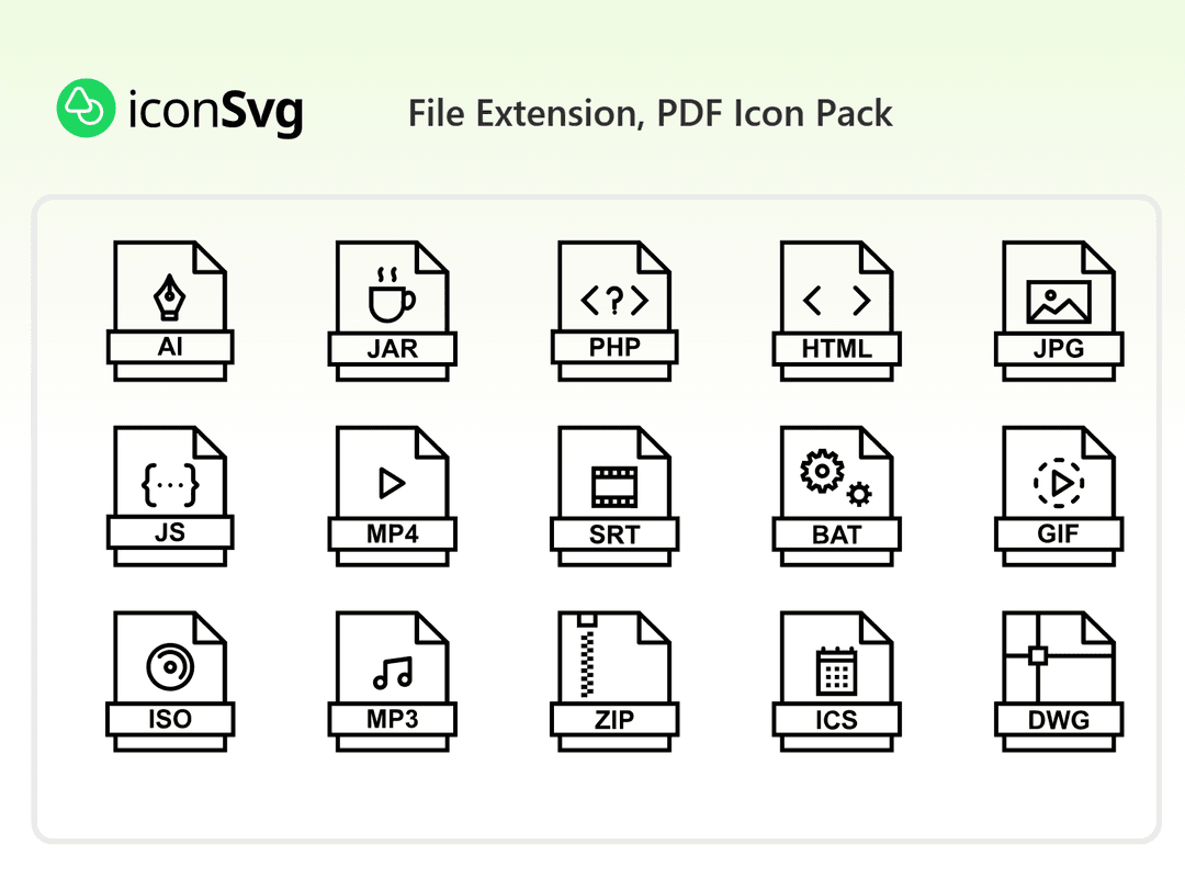File Extension, PDF SVG Icon Pack