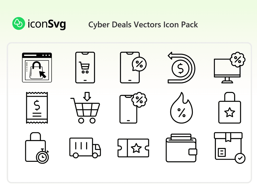 Cyber Deals Vectors Icon Pack