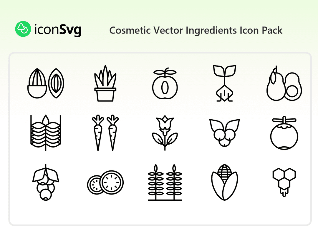Cosmetic Vector Ingredients Icon Pack