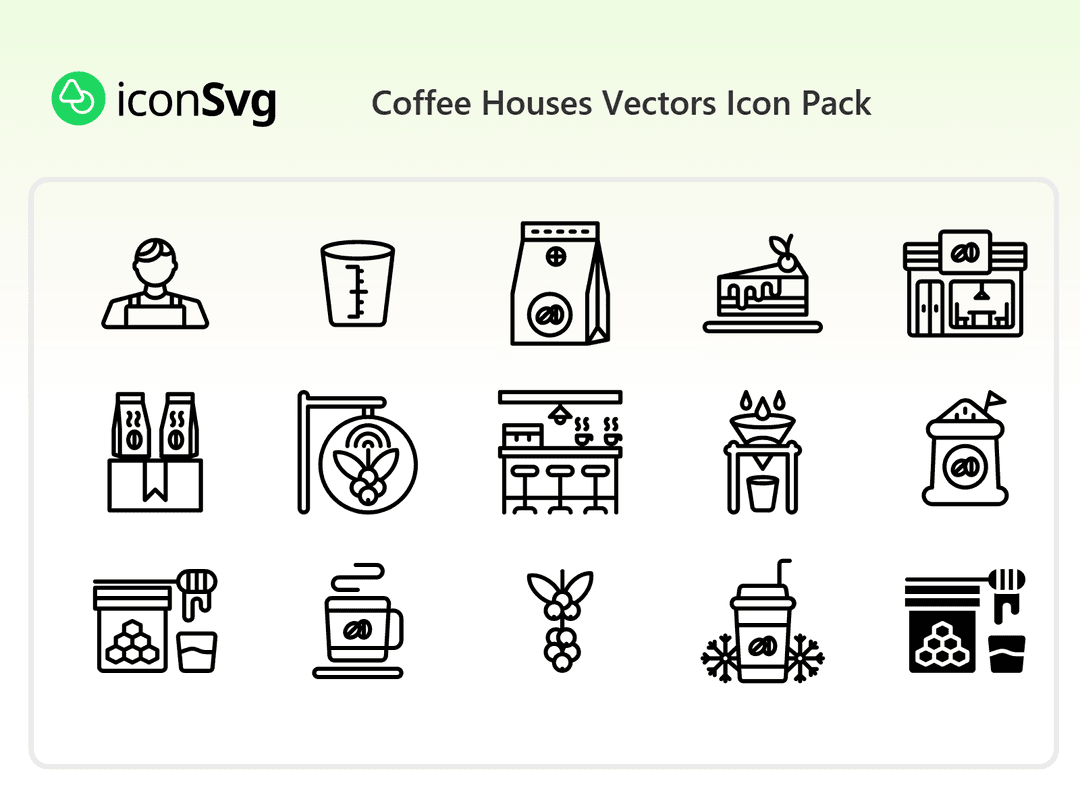 Свободный набор значков Кофейни векторов