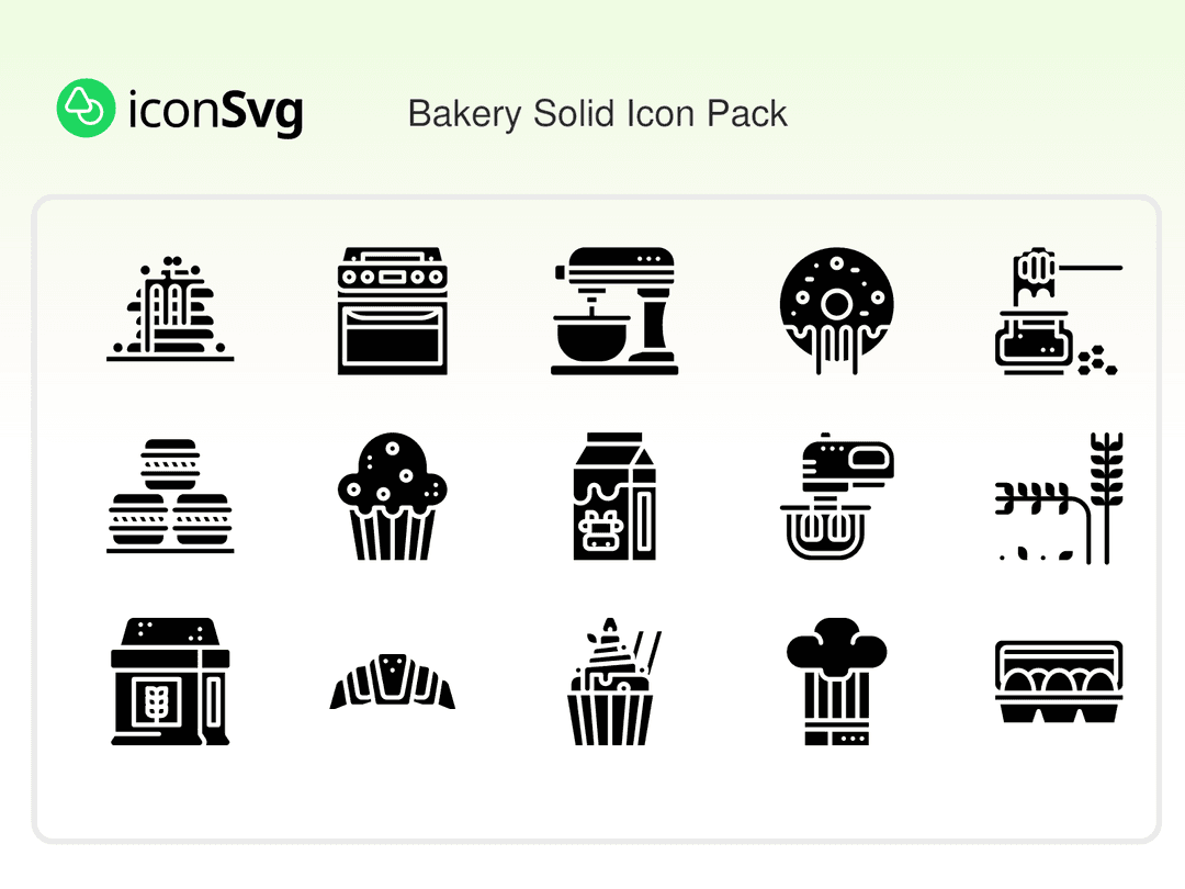 Bakery Solid Icon Pack
