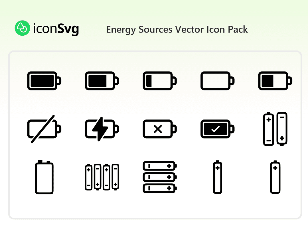 Energie Quellen Vektor Symbol paket