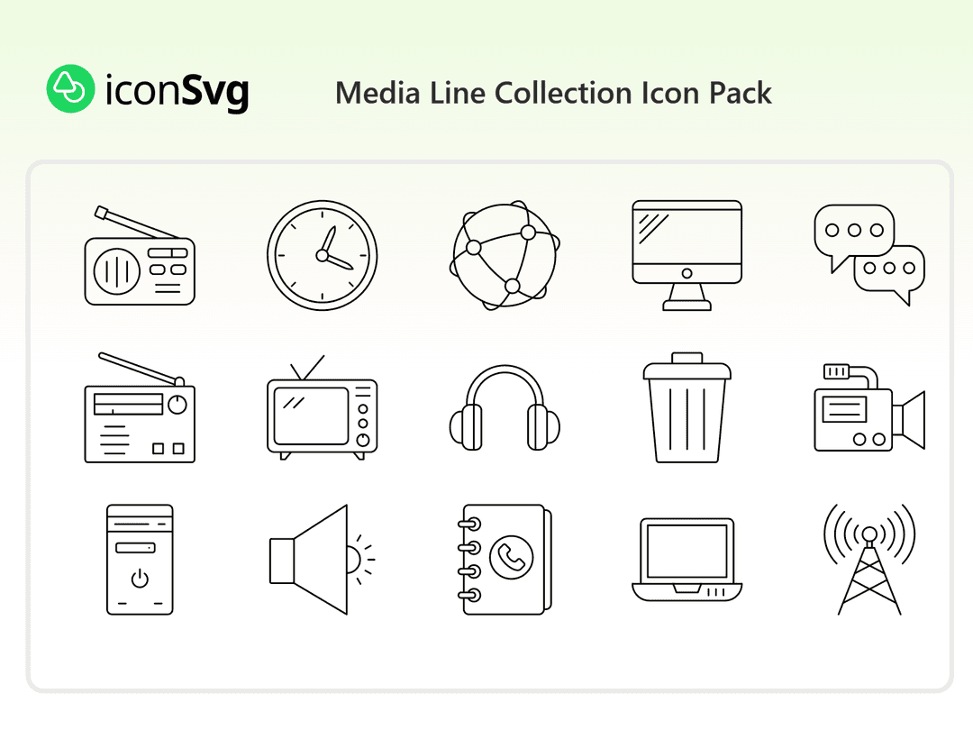 Media Line Collection Icon Pack