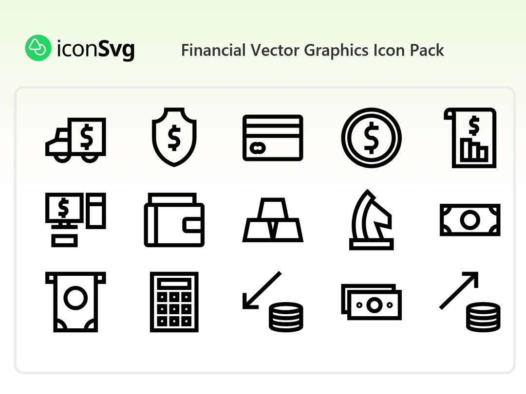 Finanzielle Vektorgrafiken SVG Symbol paket