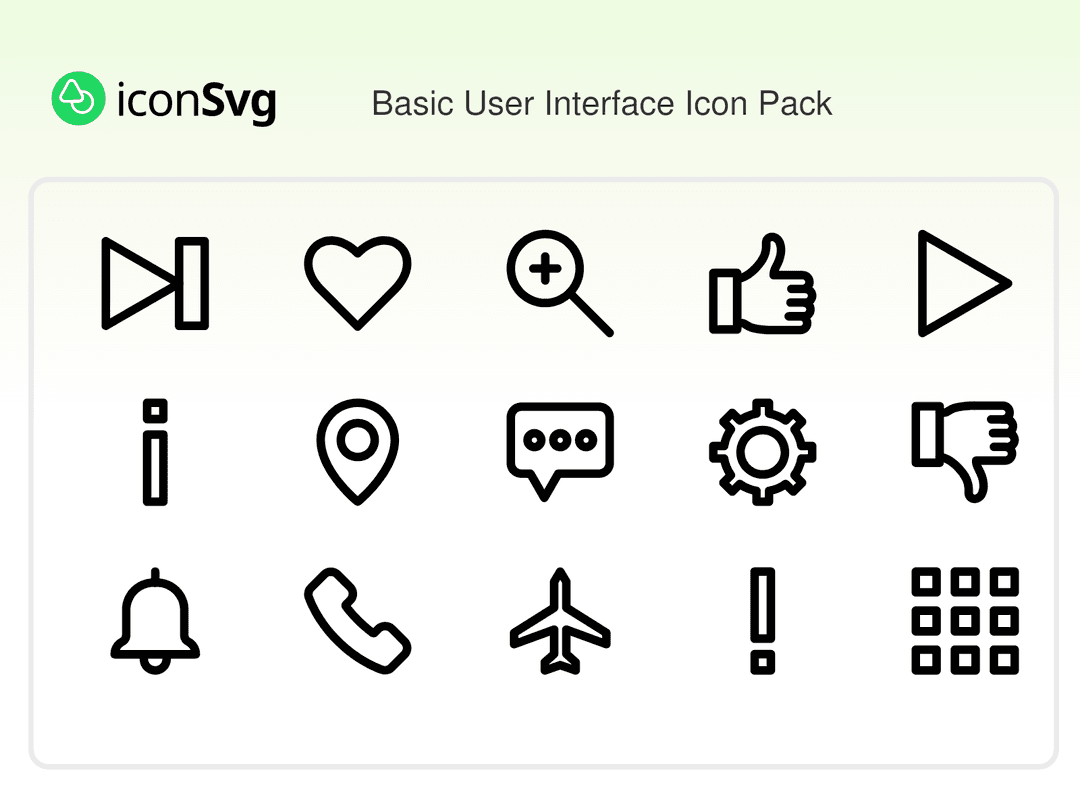 Basic User Interface SVG Icon Pack