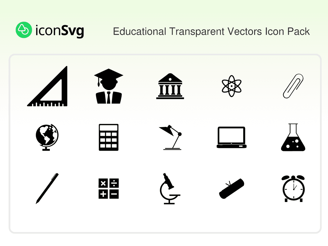 Educational Transparent Vectors Icon Pack