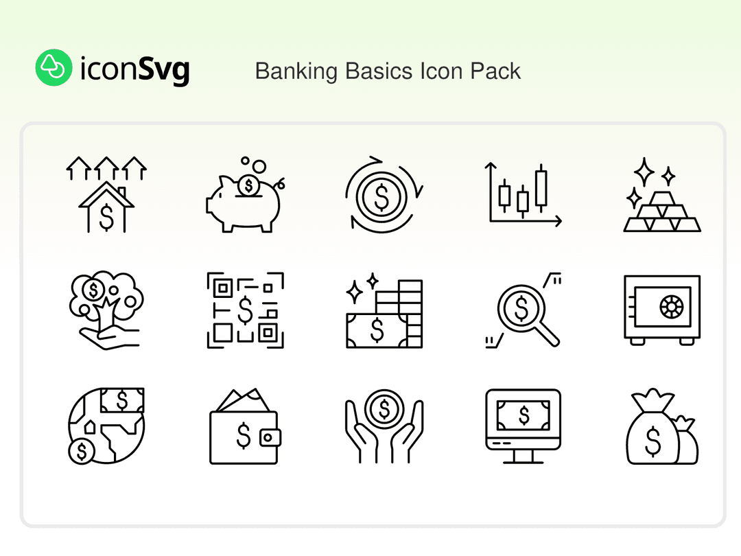 Banking Basics SVG Icon Pack