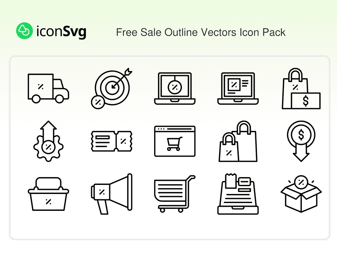 Free Sale Outline Vectors SVG Icon Pack
