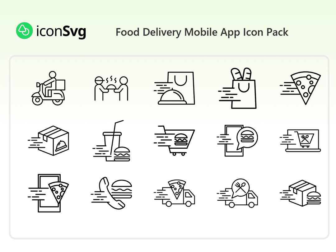Свободный набор значков Мобильное приложение для доставки еды
