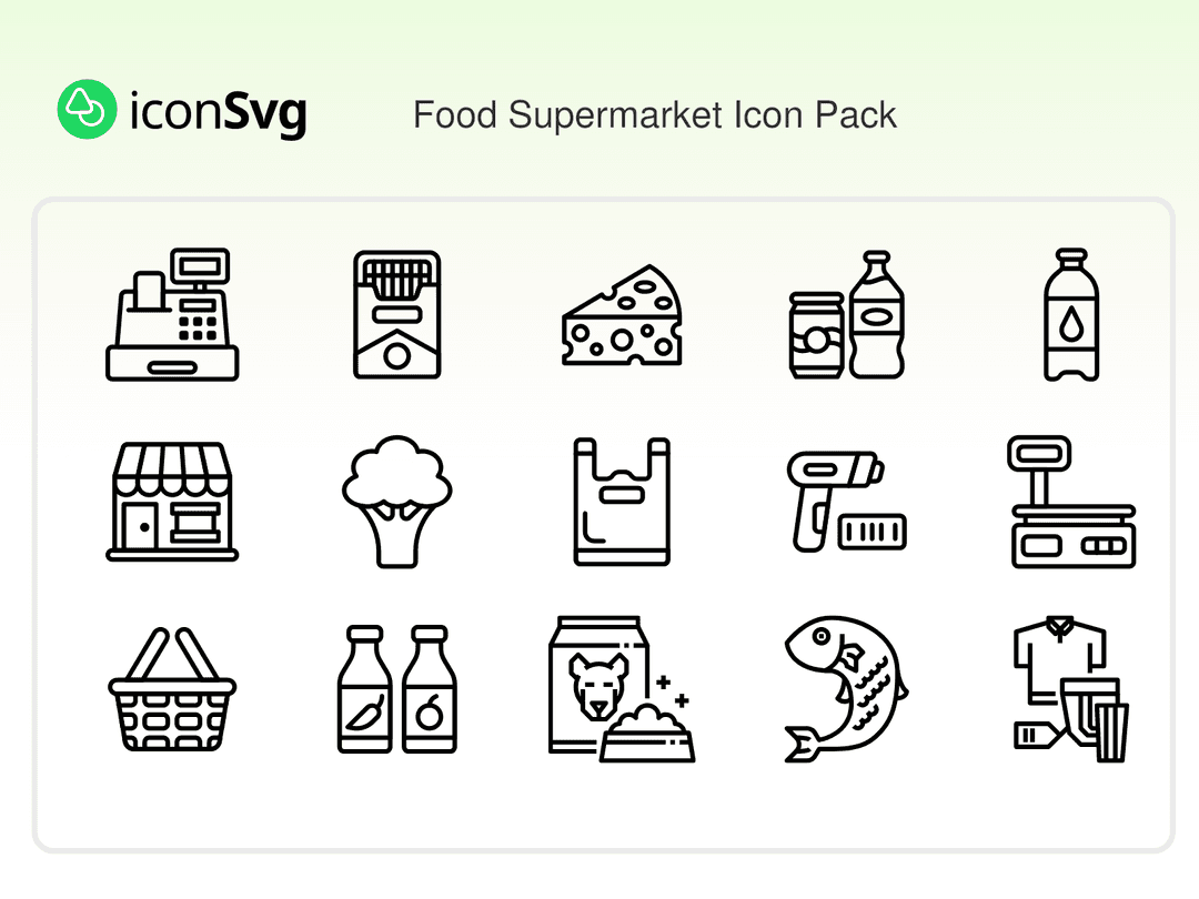 Свободный набор значков Супермаркет продуктов питания
