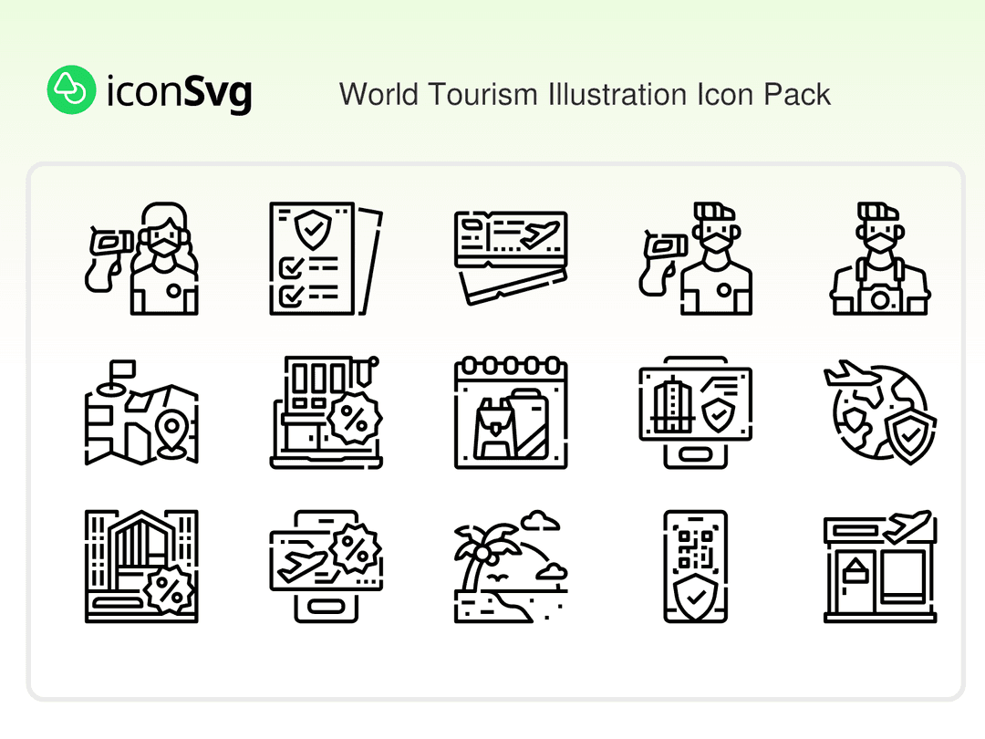 Свободный набор значков Всемирная туристическая иллюстрация