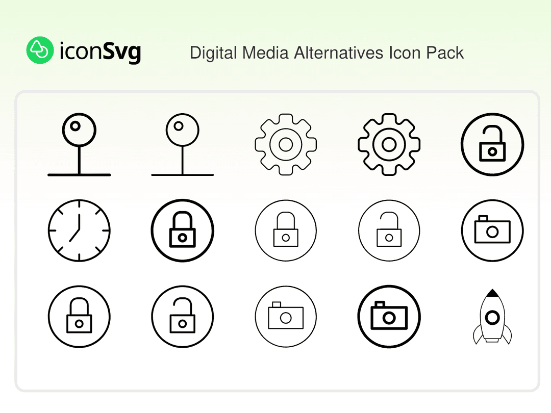 Dijital Medya Alternatifleri SVG ikon Paketi