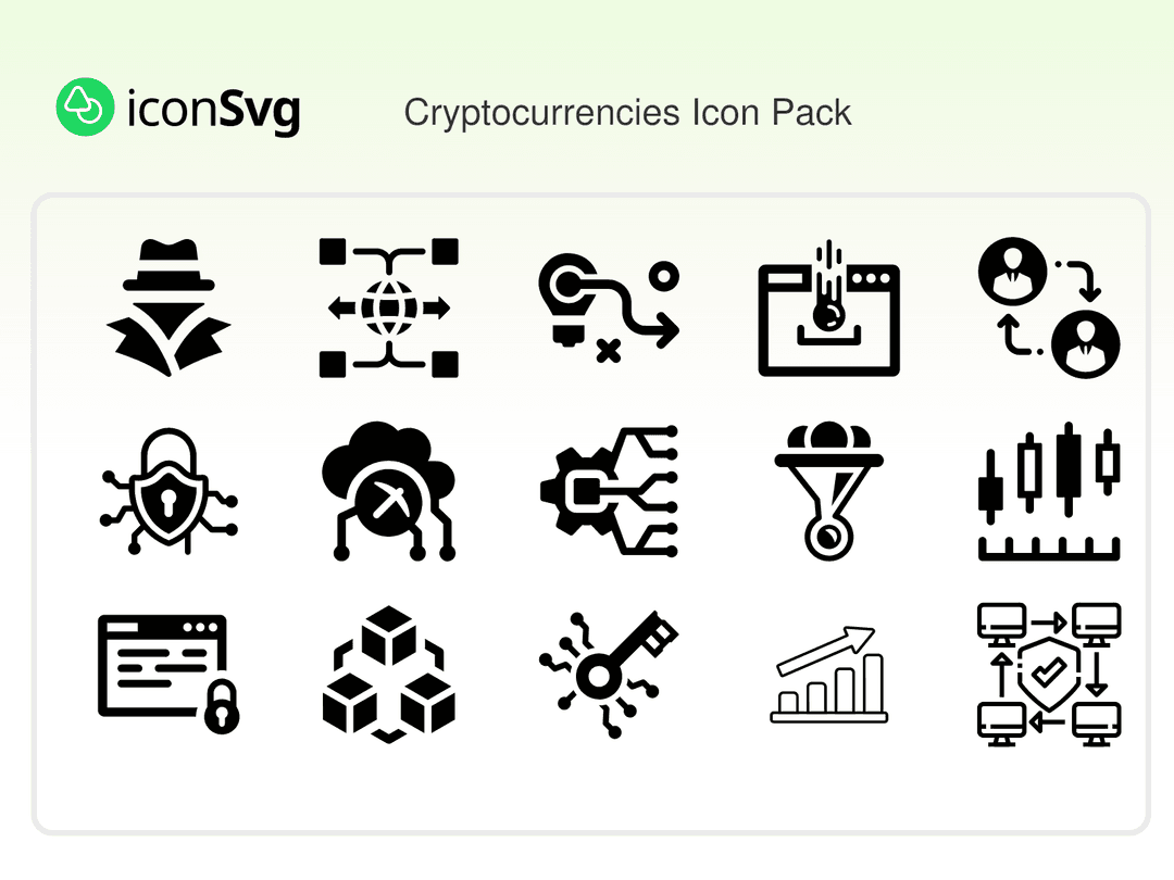 Kryptowährungen SVG Symbol paket