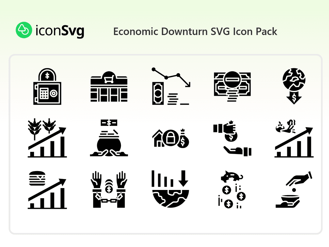 Wirtschaftlicher Rückgang SVG Symbol Paket