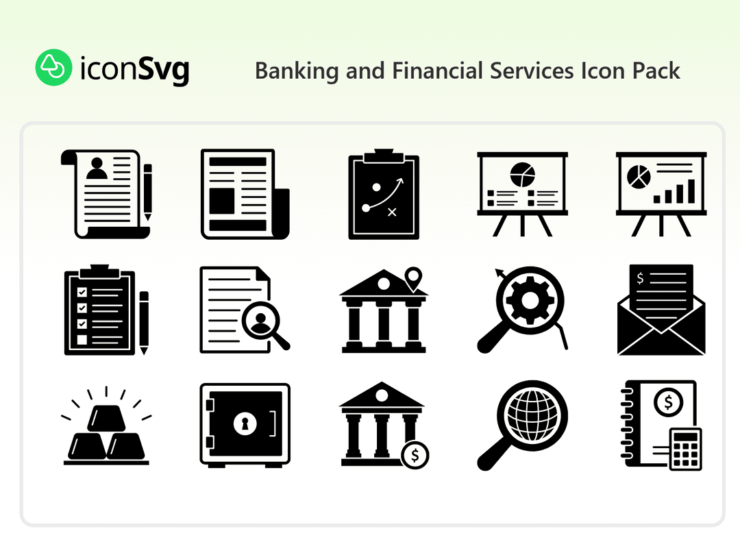 Banking and Financial Services SVG Icon Pack