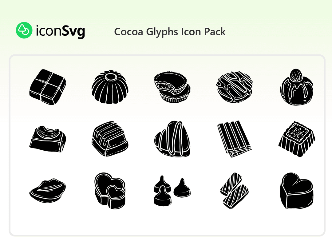 Свободный набор значков Глифы какао