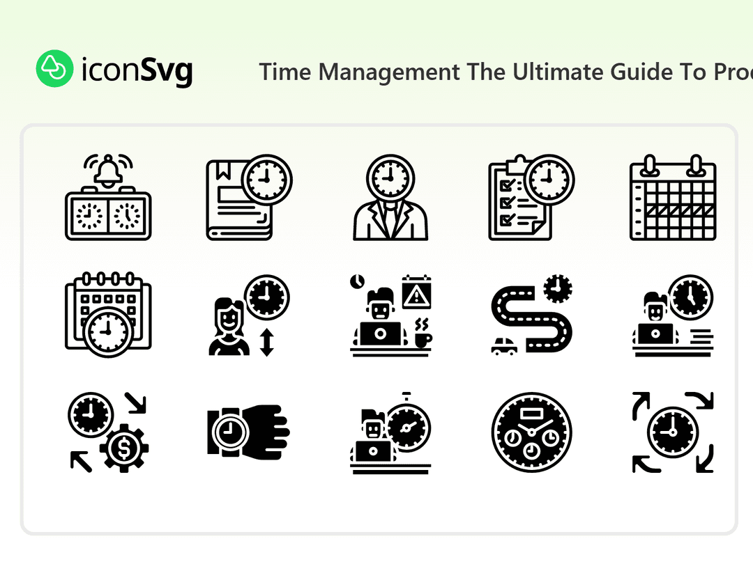 Time Management Productivity  SVG Icon Pack