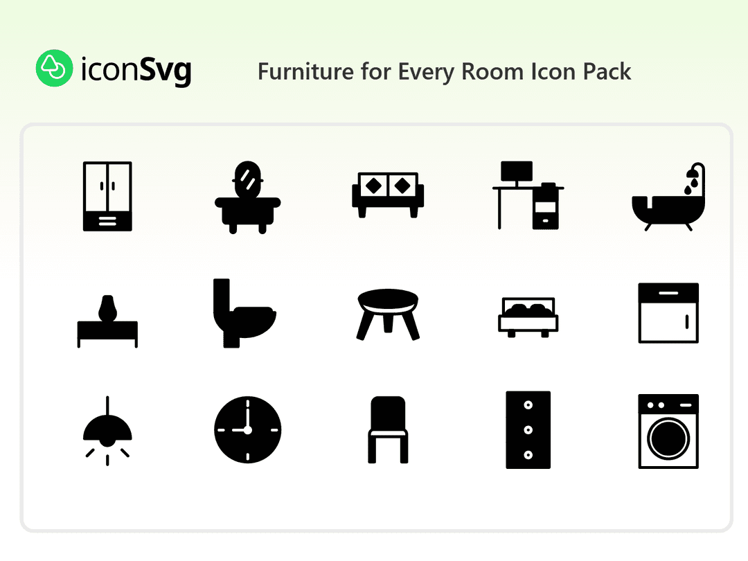 Свободный набор значков Мебель для каждой комнаты