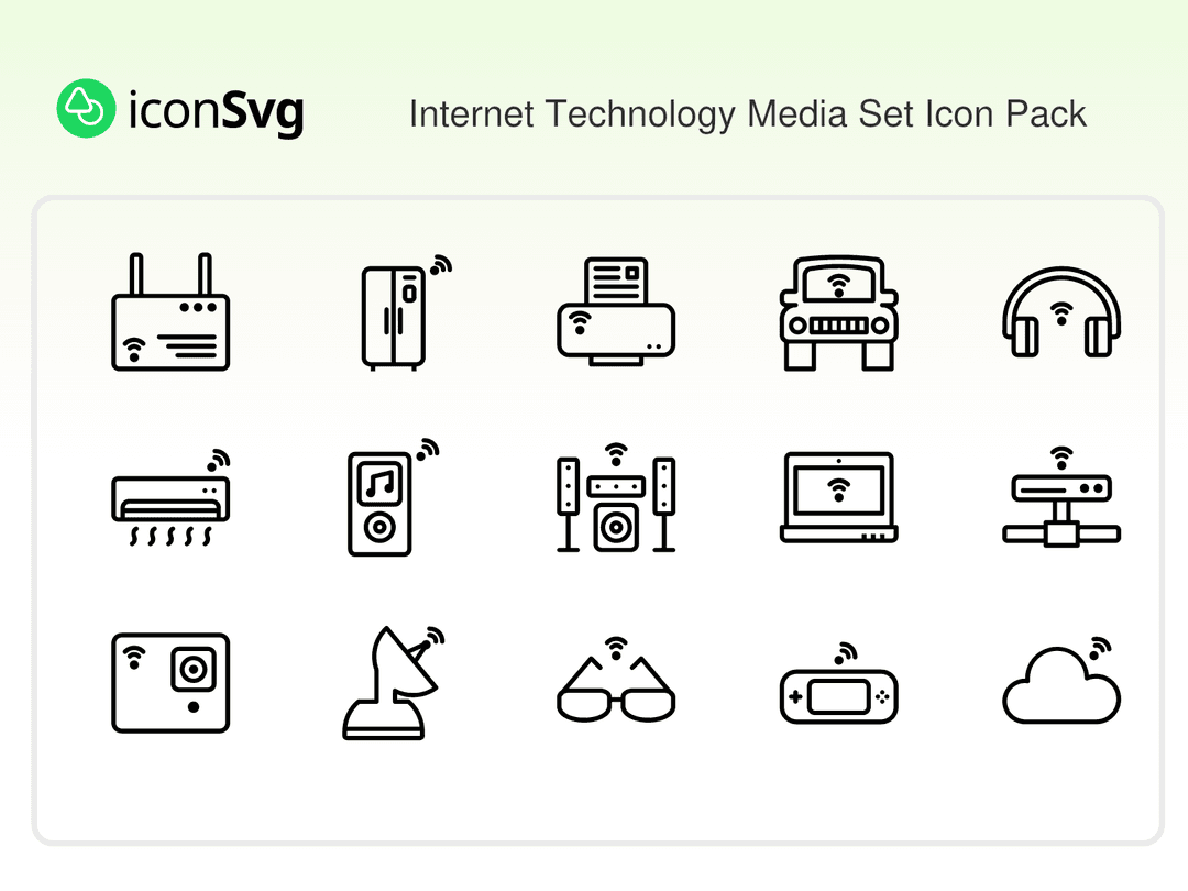 İnternet Teknolojisi Medya Seti SVG ikon Paketi