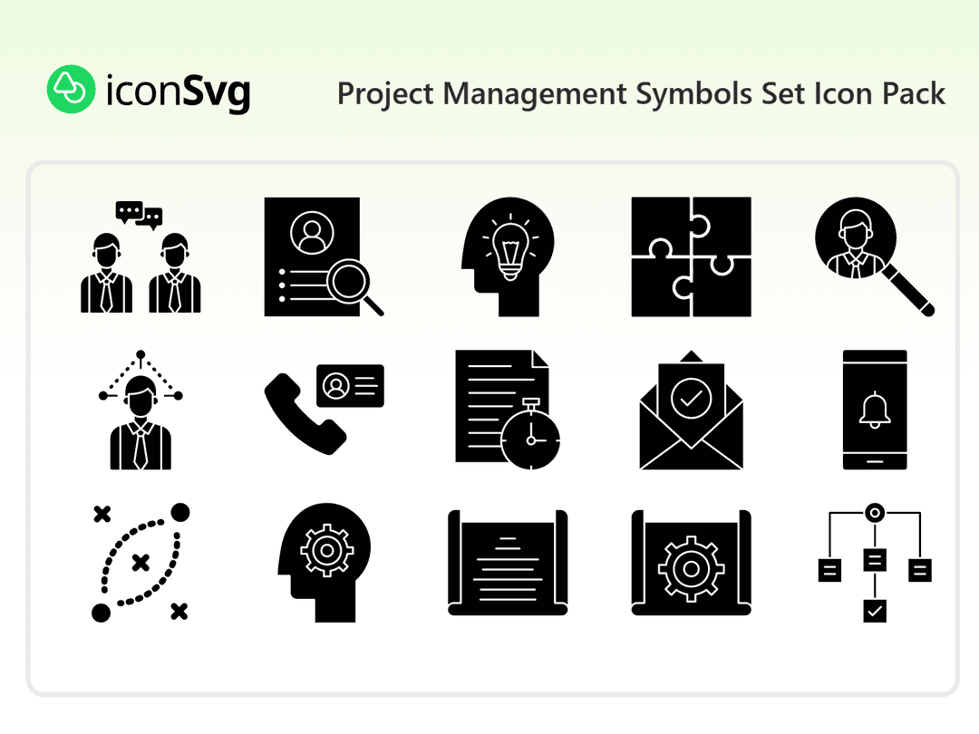 Project Management Symbols Set SVG Icon Pack