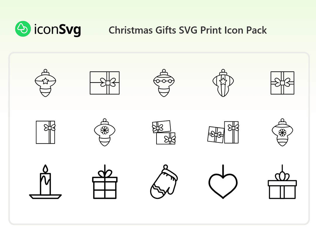 Christmas Gifts SVG Print Icon Pack