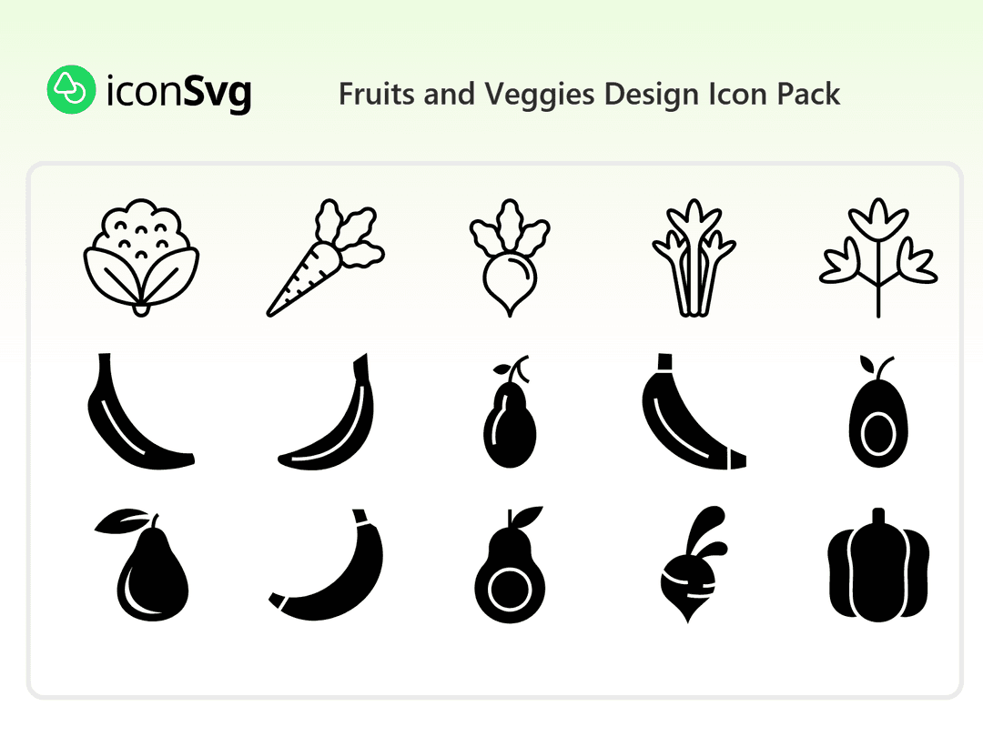 Fruits and Veggies Design Icon Pack