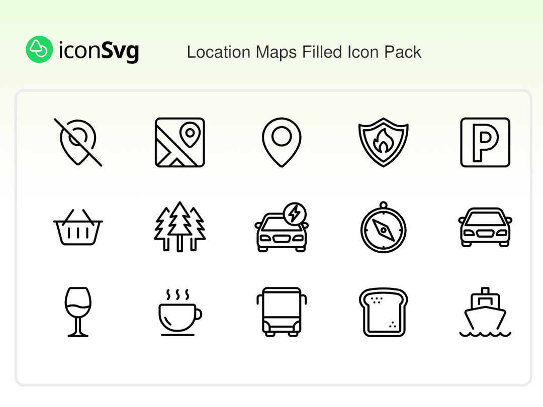 Location Maps Filled Icon Pack