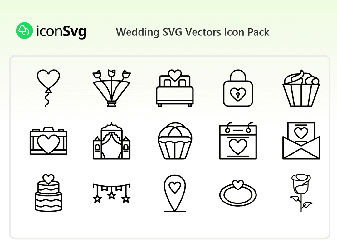 Düğün SVG Vektörleri İkon Paketi