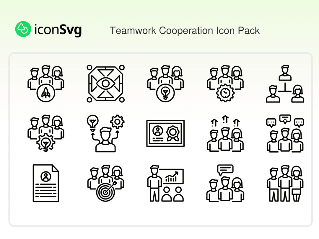 Teamwork Cooperation SVG Icon Pack