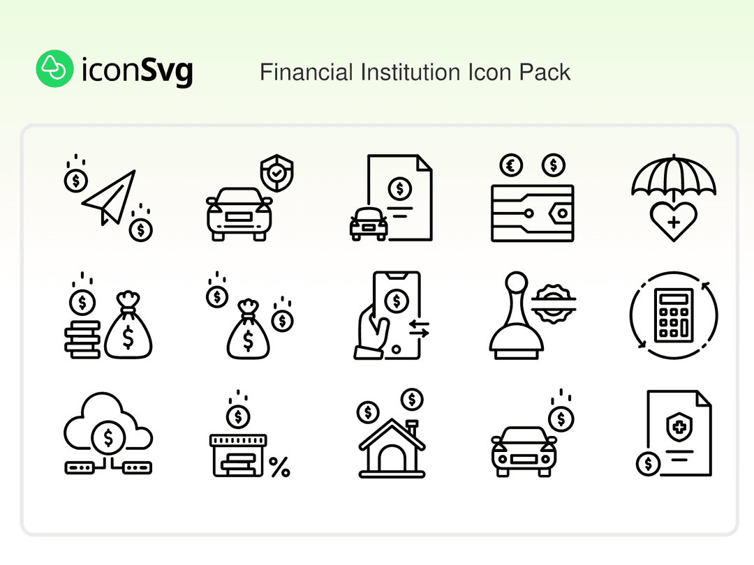 Finanz institutionen SVG Symbol paket