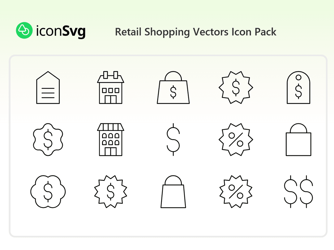 Retail Shopping Vectors Icon Pack