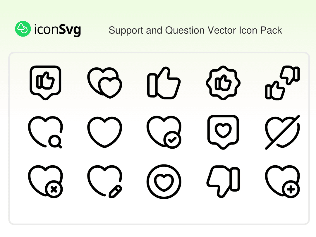 Support und Fragevektor SVG Symbol paket