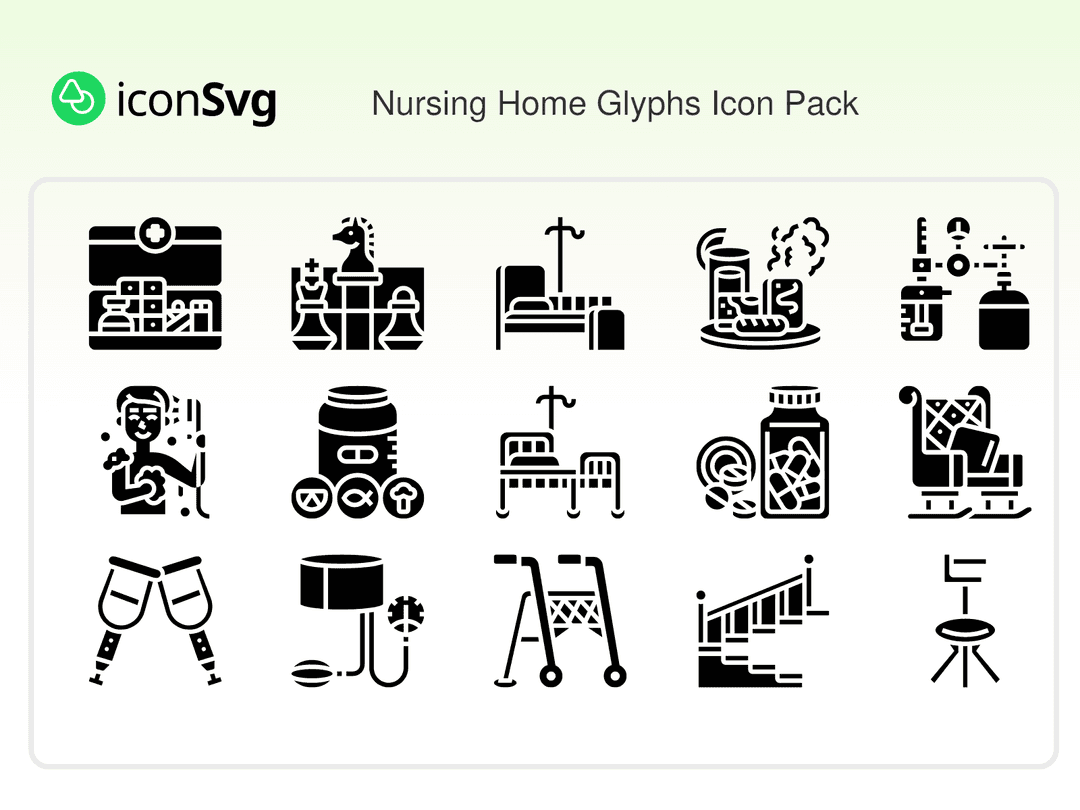 Nursing Home Glyphs Icon Pack
