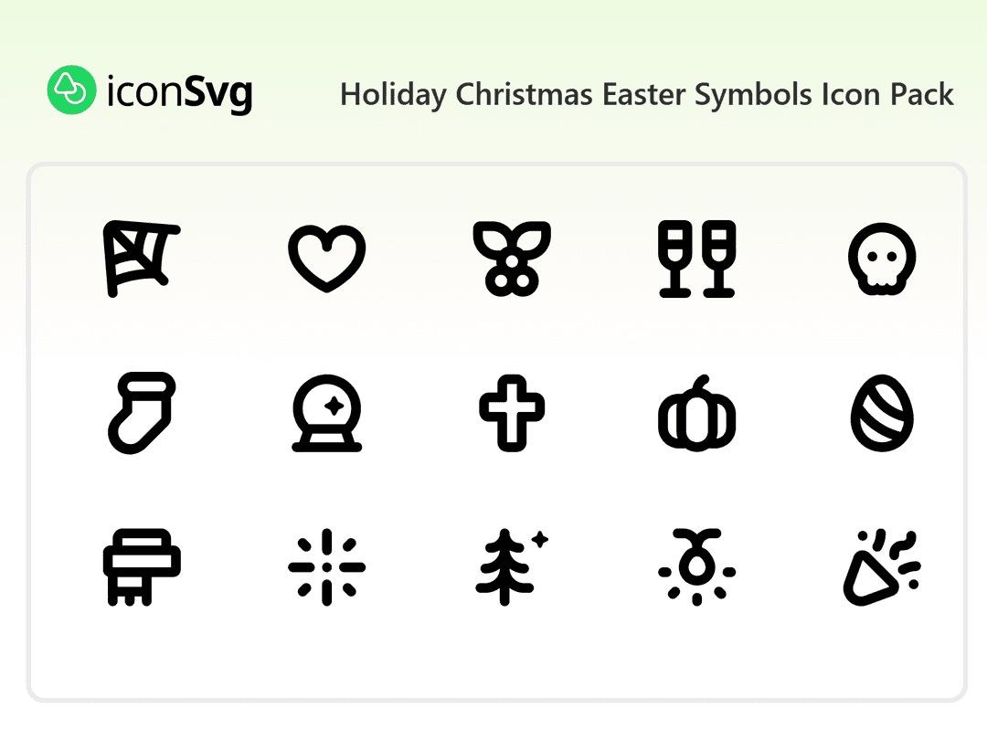 Holiday Christmas Easter Symbols Icon Pack