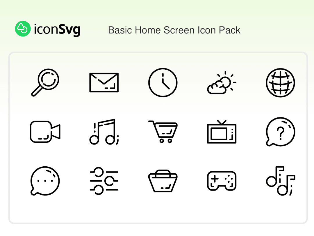 Basic Home Screen SVG Icon Pack