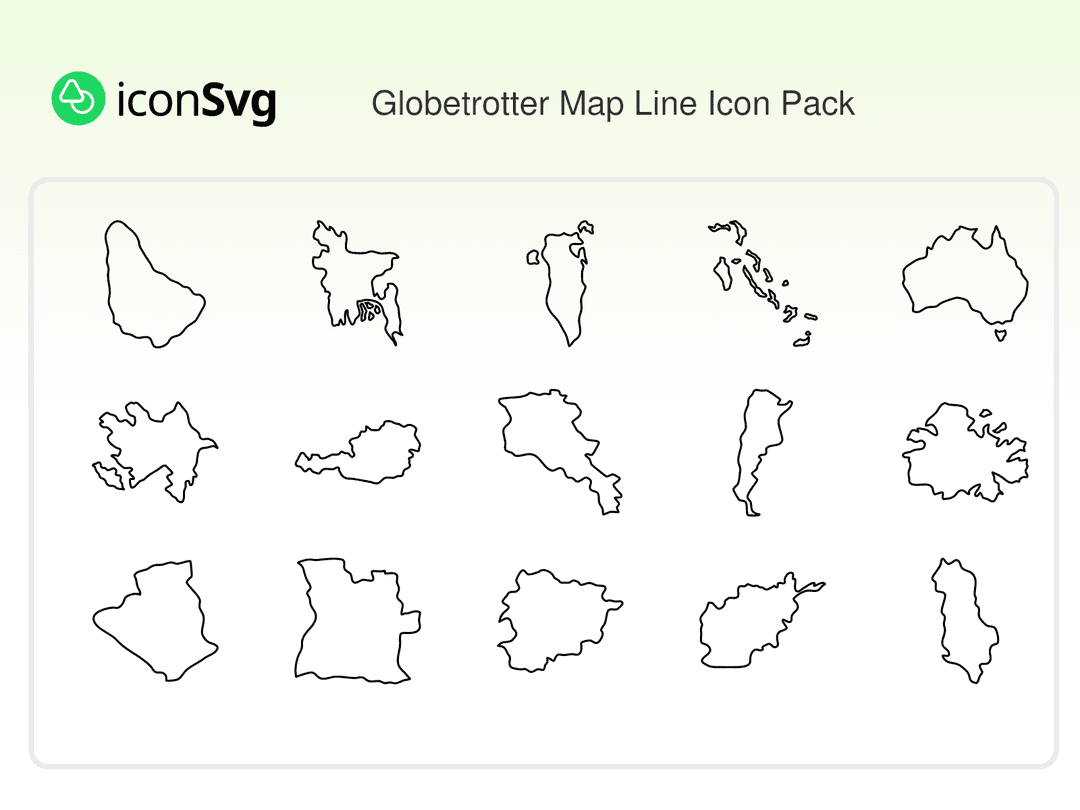 Globetrotter-Kartenlinie SVG Symbol paket
