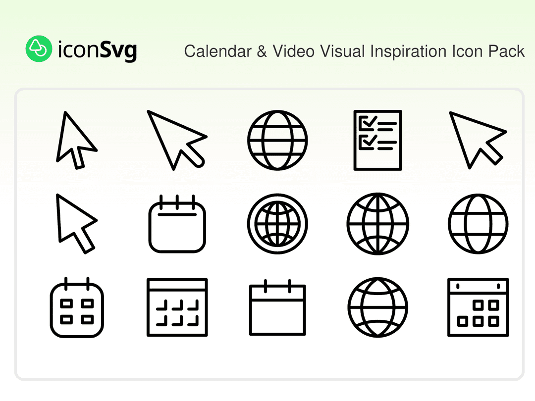 Calendar & Video Visual Inspiration Icon Pack