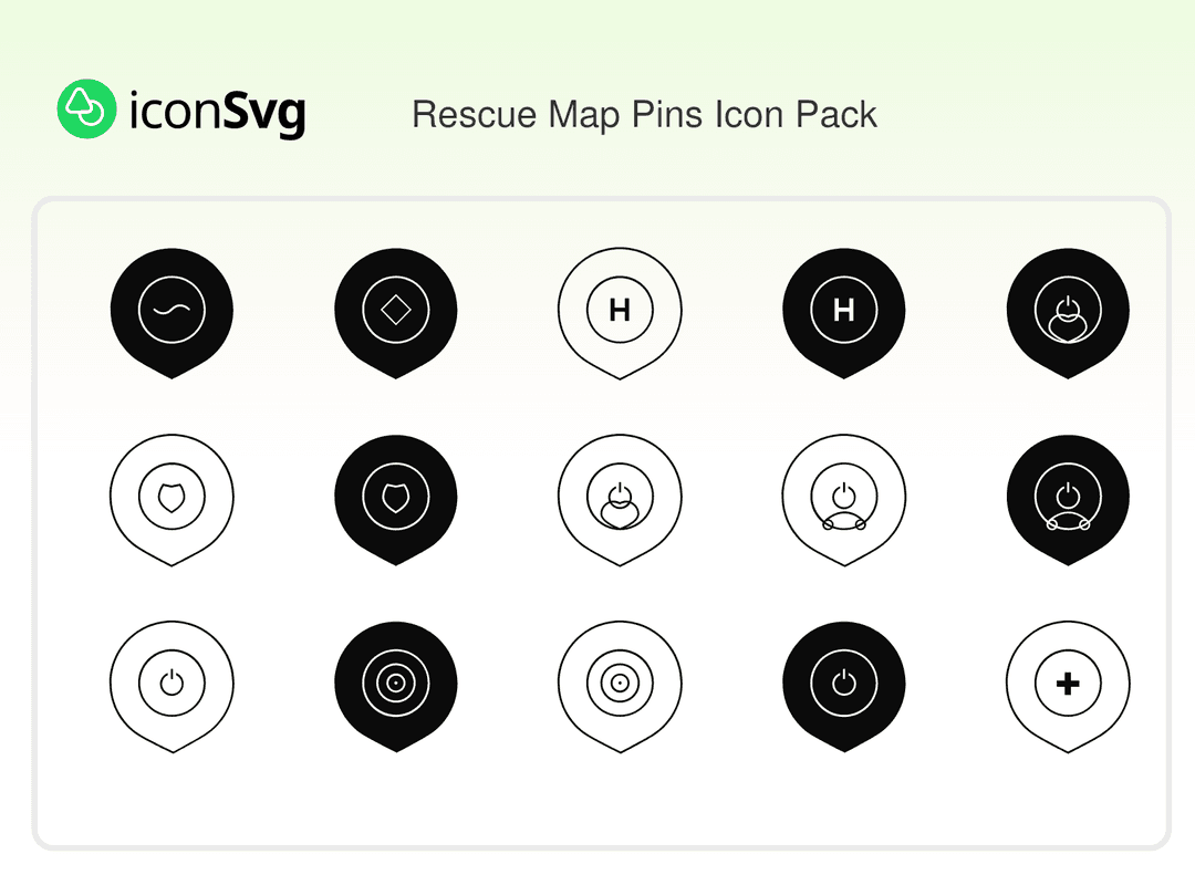 Rettungs karten Pins SVG Symbol paket