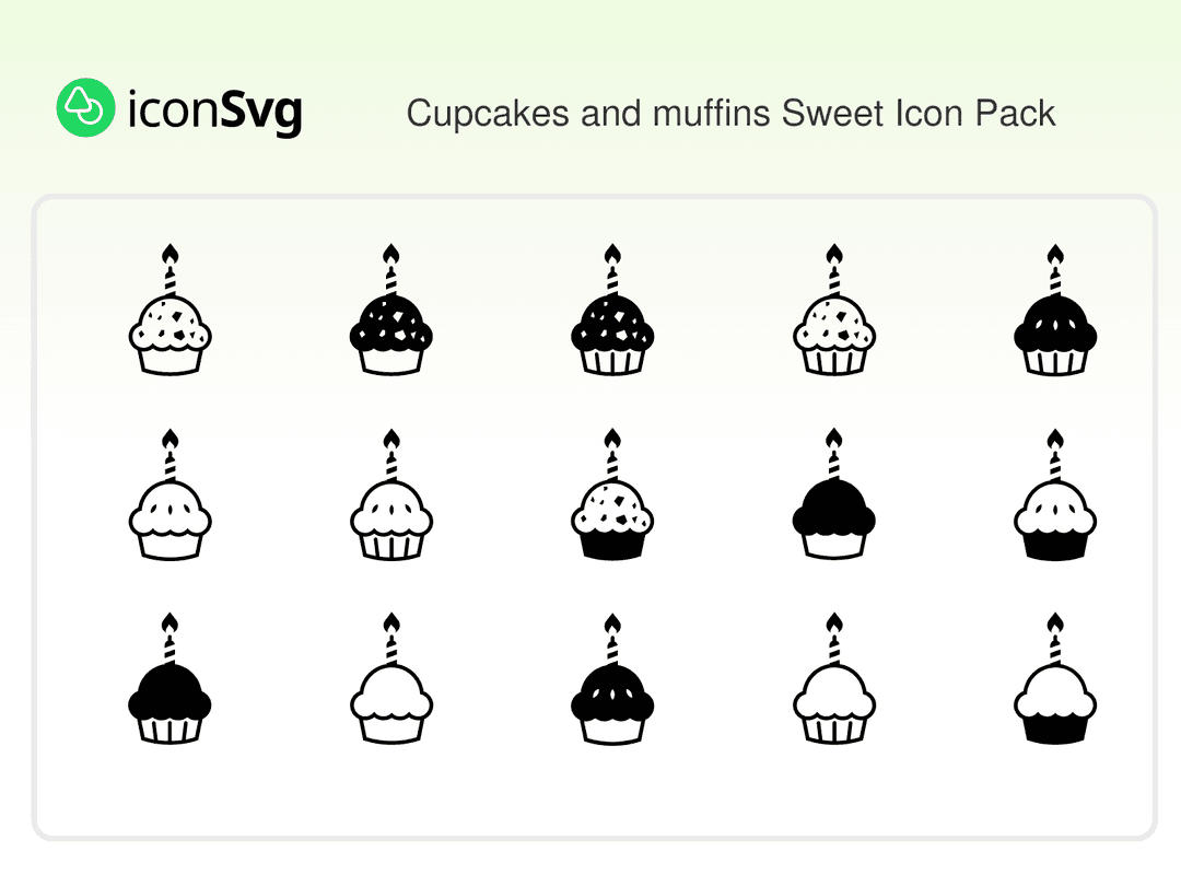 Cupcakes und Muffins süß SVG Symbol paket